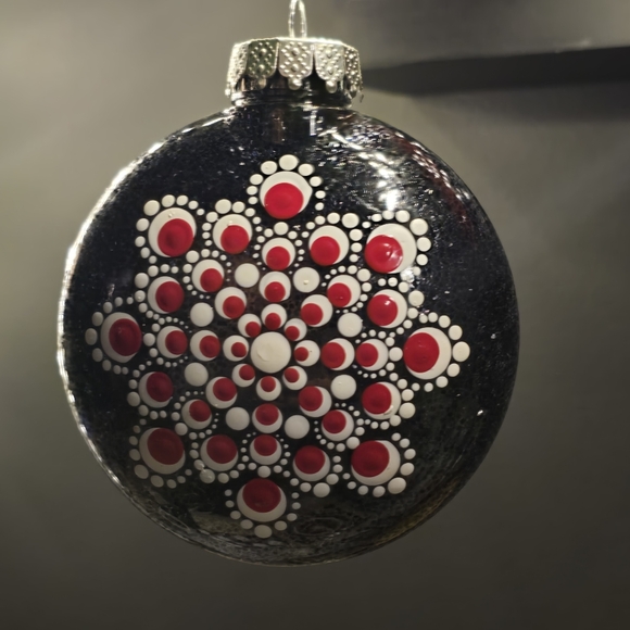 Handmade Ornament black red white Christmas ornament Mandala - Picture 2 of 5